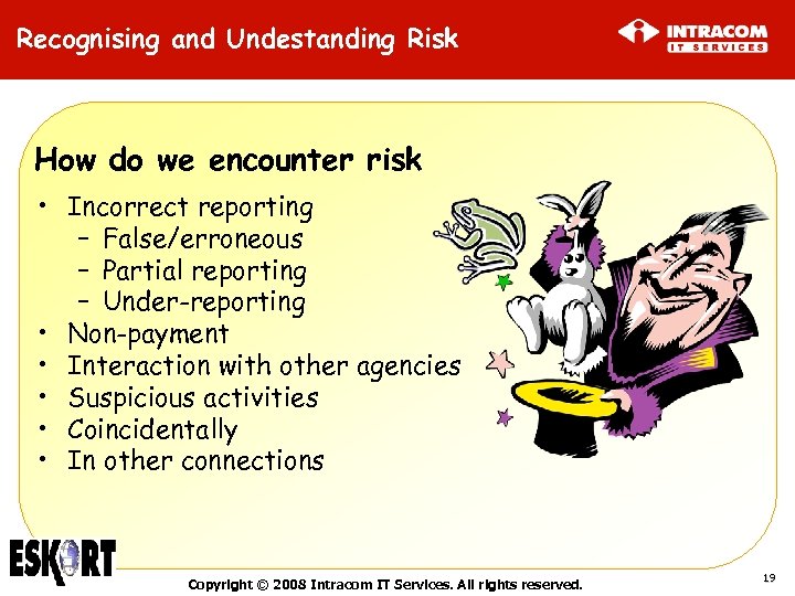 Recognising and Undestanding Risk How do we encounter risk • Incorrect reporting – False/erroneous