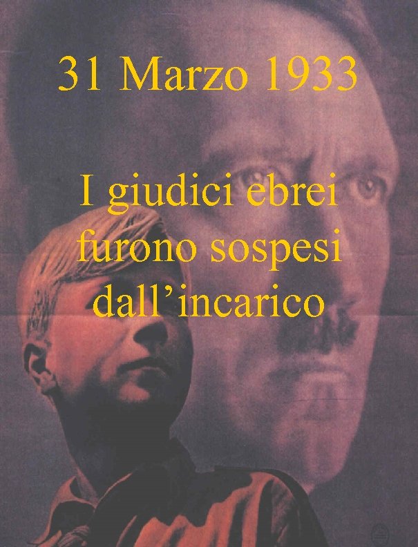 31 Marzo 1933 I giudici ebrei furono sospesi dall’incarico 