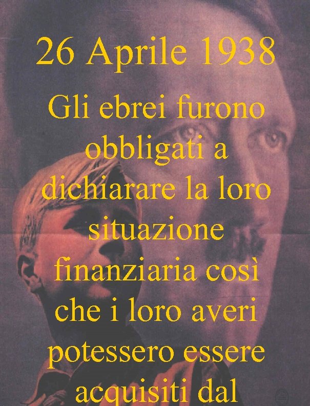 26 Aprile 1938 Gli ebrei furono obbligati a dichiarare la loro situazione finanziaria così