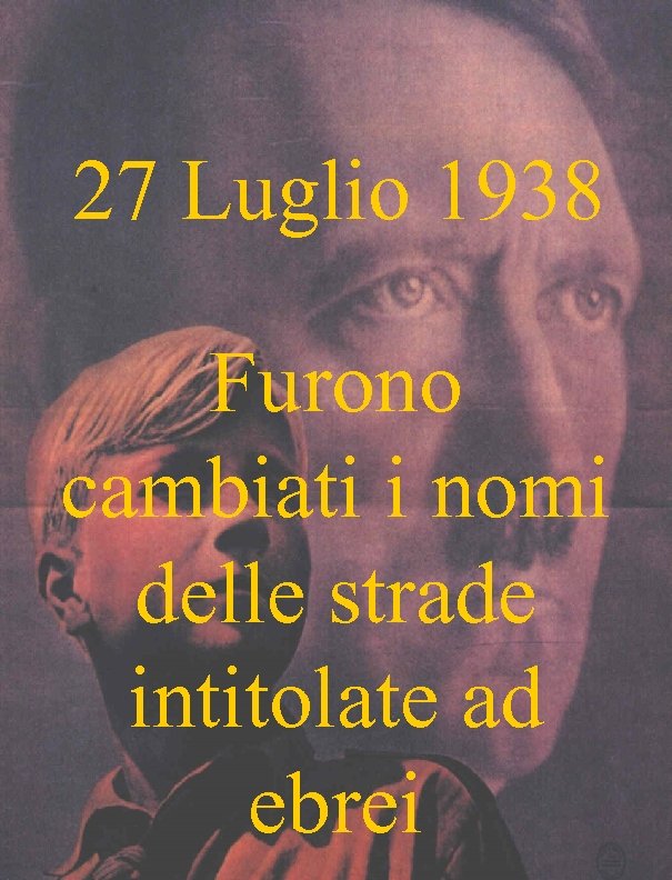 27 Luglio 1938 Furono cambiati i nomi delle strade intitolate ad ebrei 