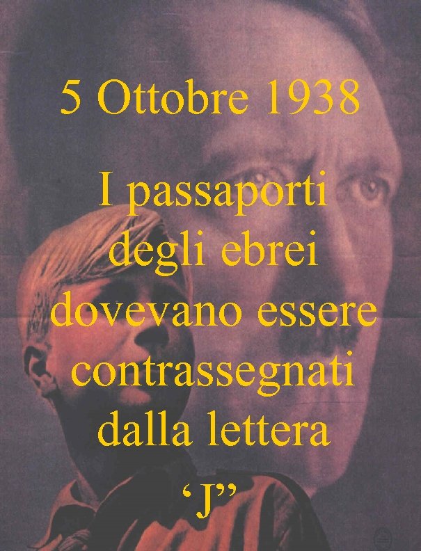 5 Ottobre 1938 I passaporti degli ebrei dovevano essere contrassegnati dalla lettera ‘J” 