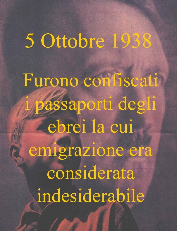 5 Ottobre 1938 Furono confiscati i passaporti degli ebrei la cui emigrazione era considerata