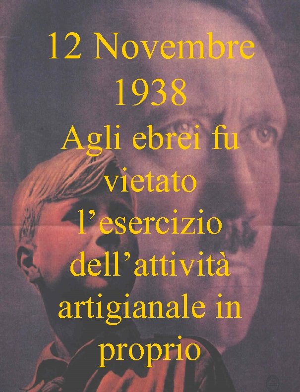 12 Novembre 1938 Agli ebrei fu vietato l’esercizio dell’attività artigianale in proprio 