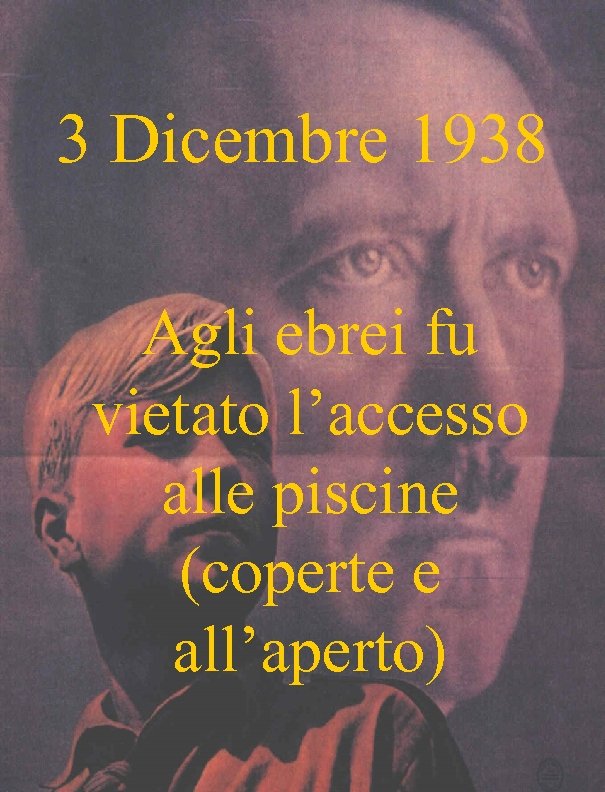 3 Dicembre 1938 Agli ebrei fu vietato l’accesso alle piscine (coperte e all’aperto) 
