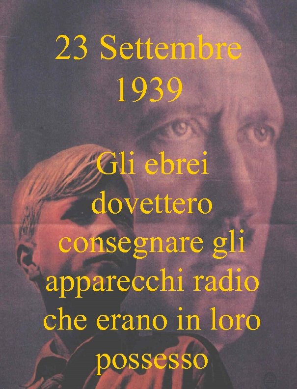 23 Settembre 1939 Gli ebrei dovettero consegnare gli apparecchi radio che erano in loro