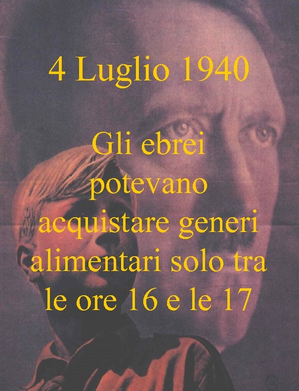 4 Luglio 1940 Gli ebrei potevano acquistare generi alimentari solo tra le ore 16