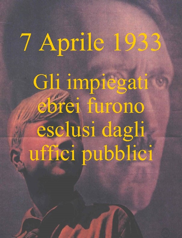 7 Aprile 1933 Gli impiegati ebrei furono esclusi dagli uffici pubblici 