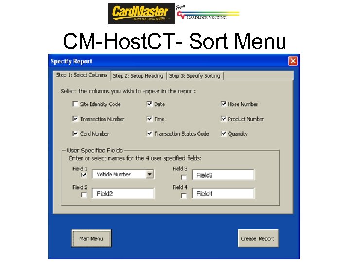 CM-Host. CT- Sort Menu 