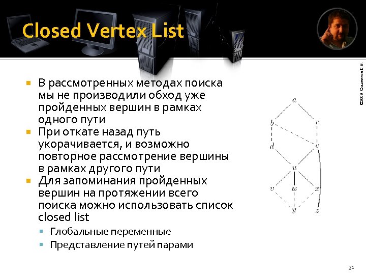 © 2009 Сошников Д. В. Closed Vertex List В рассмотренных методах поиска мы не