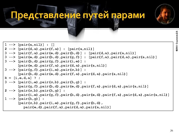 © 2009 Сошников Д. В. Представление путей парами 1 --> [pair(a, nil)] : []