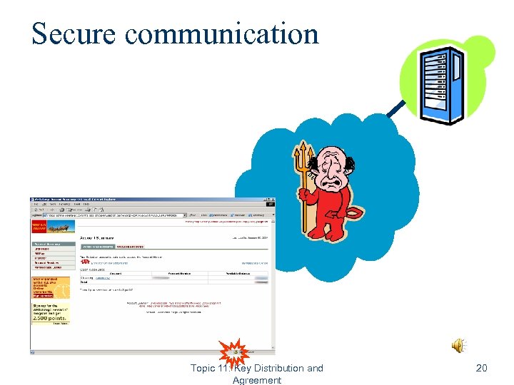 Secure communication Topic 11: Key Distribution and Agreement 20 