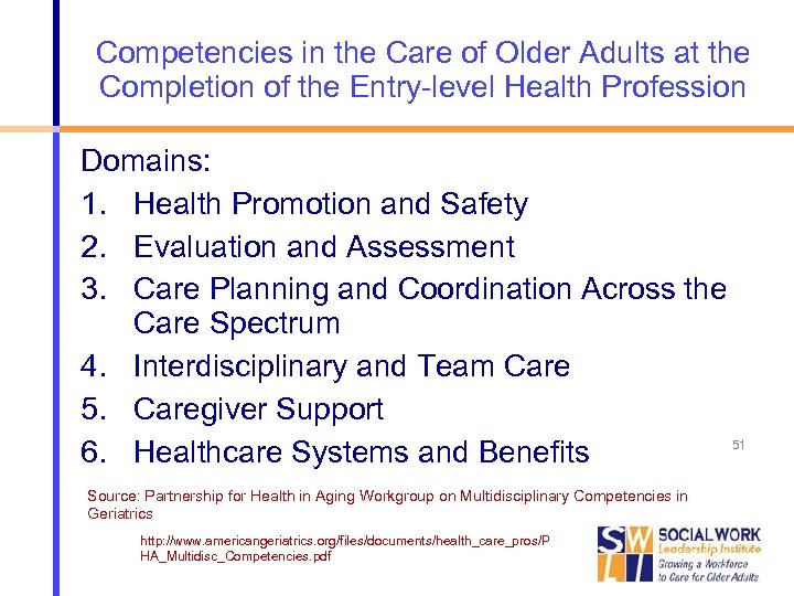 Competencies in the Care of Older Adults at the Completion of the Entry-level Health