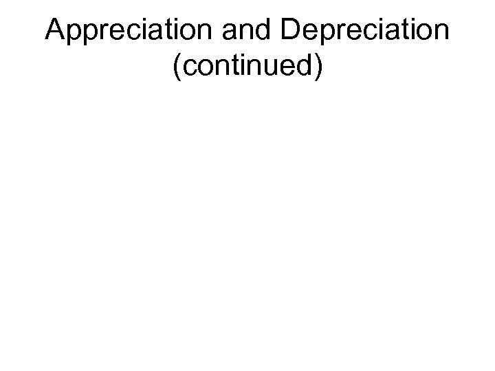 Appreciation and Depreciation (continued) 