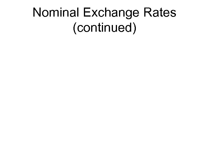 Nominal Exchange Rates (continued) 