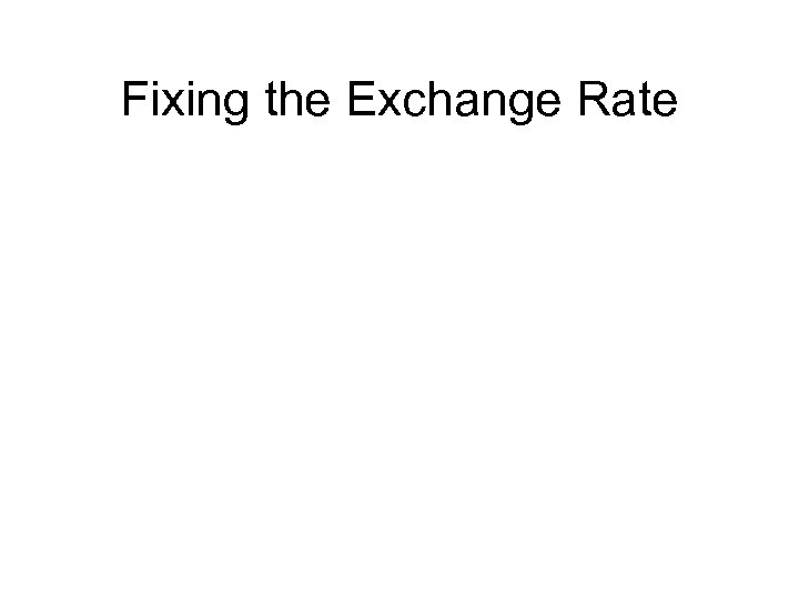Fixing the Exchange Rate 