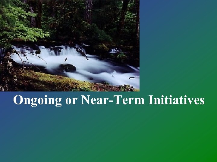 Ongoing or Near-Term Initiatives 