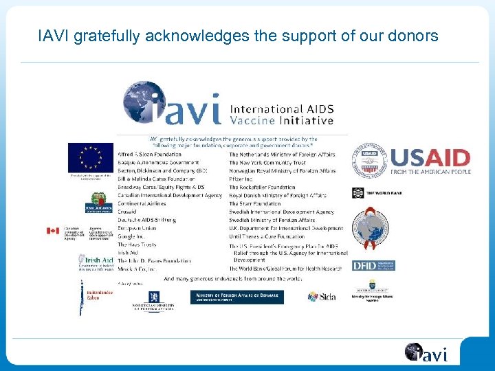 IAVI gratefully acknowledges the support of our donors 