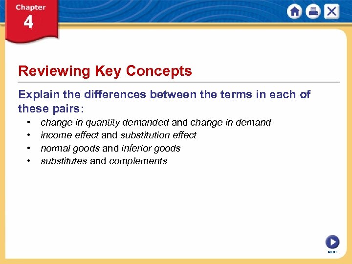 Reviewing Key Concepts Explain the differences between the terms in each of these pairs:
