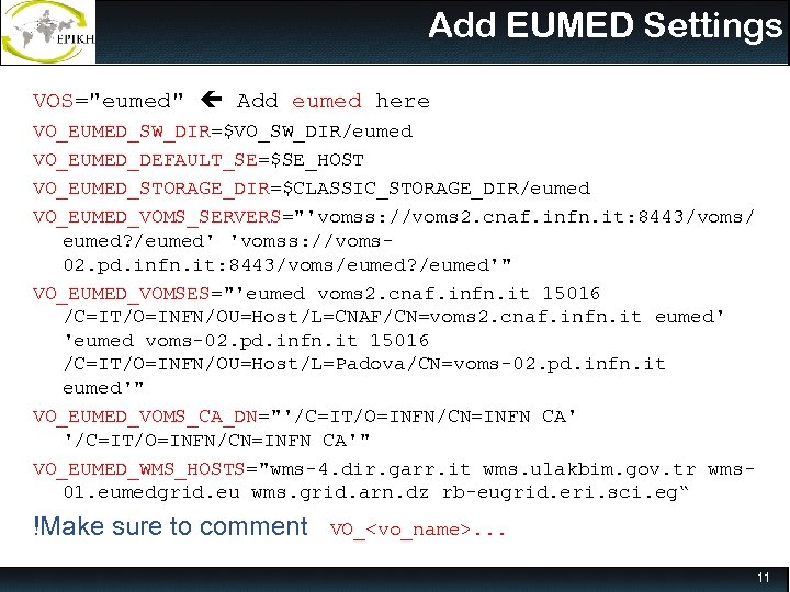 Add EUMED Settings VOS=