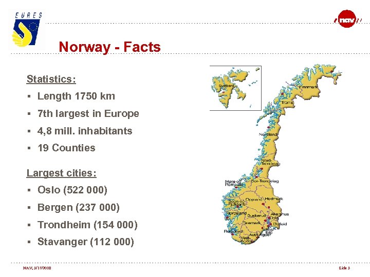 Norway - Facts Statistics: § Length 1750 km § 7 th largest in Europe