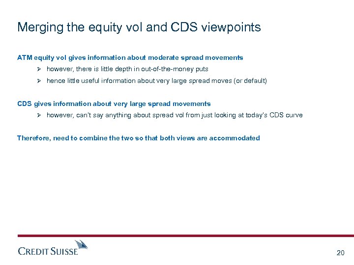 Merging the equity vol and CDS viewpoints ATM equity vol gives information about moderate