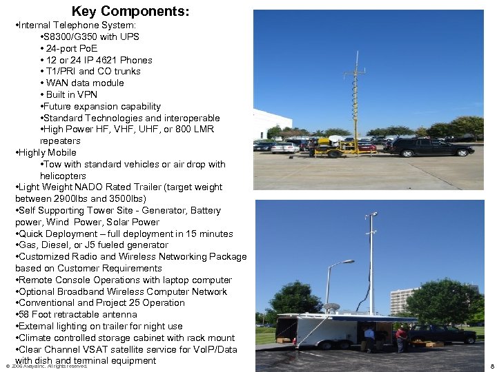 Key Components: • Internal Telephone System: • S 8300/G 350 with UPS • 24