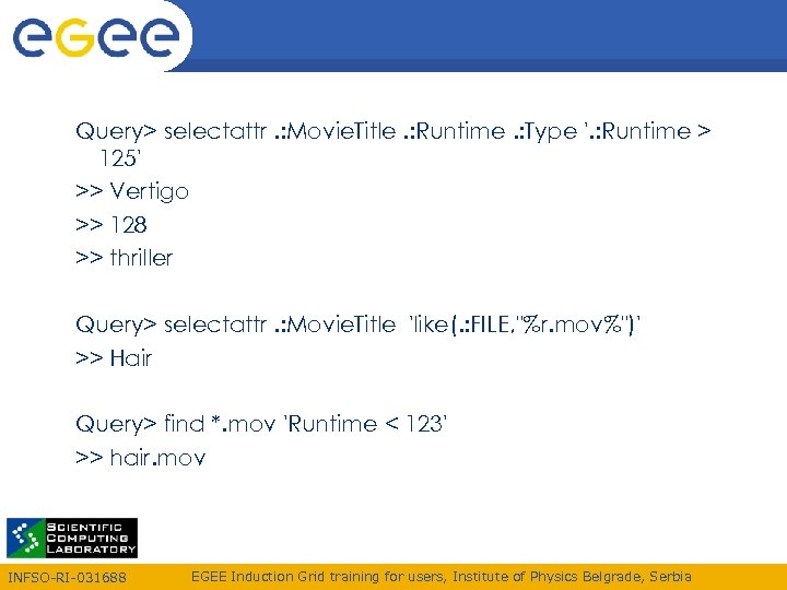 Query> selectattr. : Movie. Title. : Runtime. : Type '. : Runtime > 125'