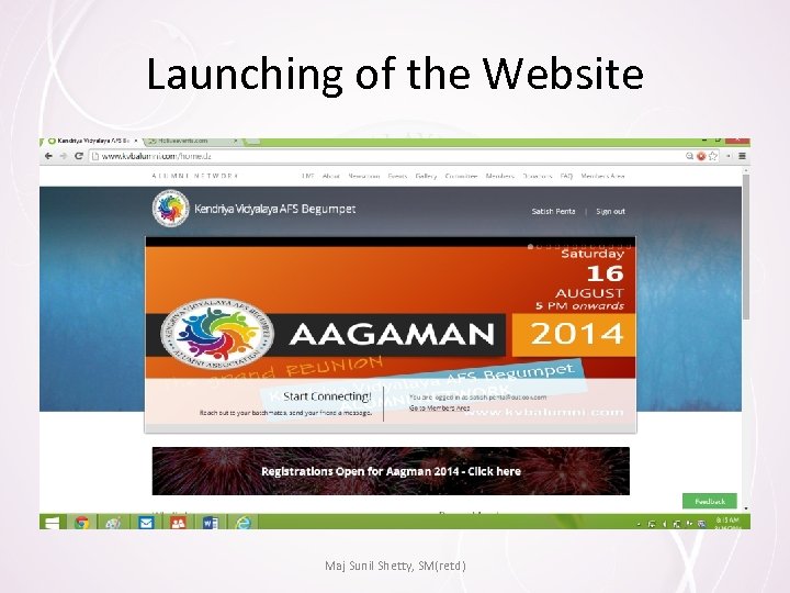 Launching of the Website Maj Sunil Shetty, SM(retd) 