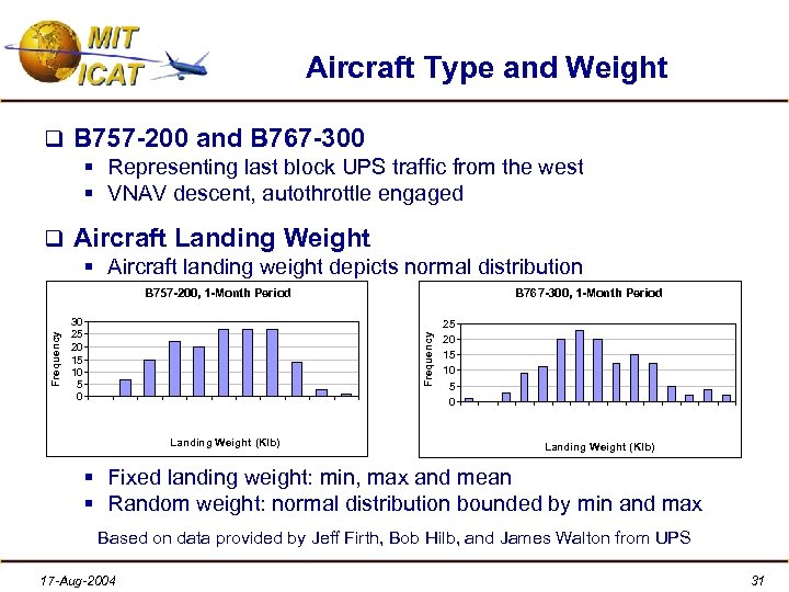 Aircraft Type and Weight q B 757 -200 and B 767 -300 § Representing