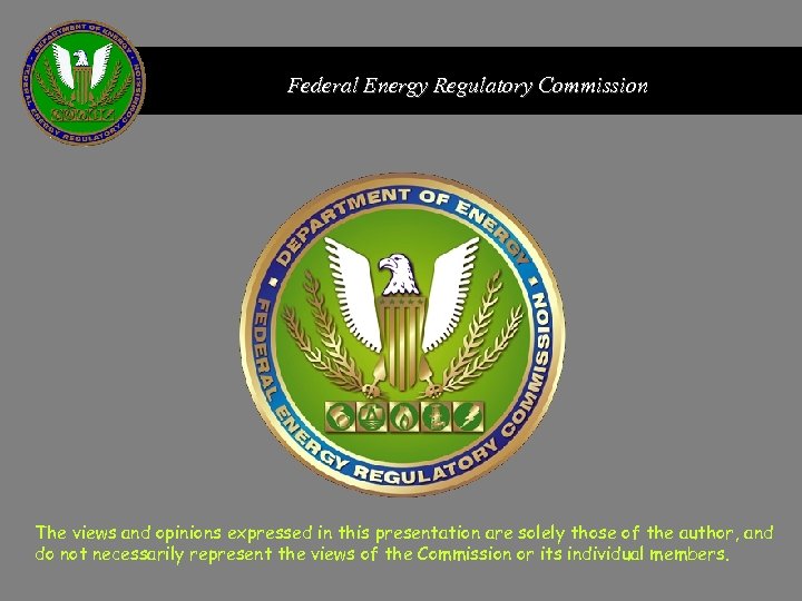 Federal Energy Regulatory Commission The views and opinions expressed in this presentation are solely