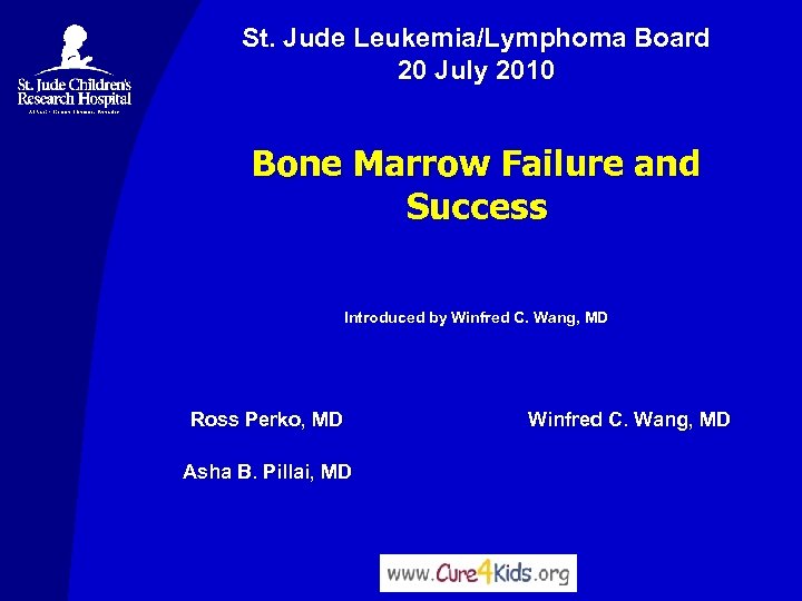 St. Jude Leukemia/Lymphoma Board 20 July 2010 Bone Marrow Failure and Success Introduced by