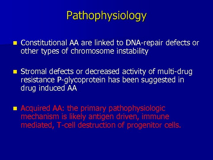 n Constitutional AA are linked to DNA-repair defects or other types of chromosome instability