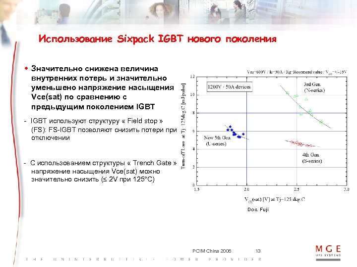Использование Sixpack IGBT нового поколения w Значительно снижена величина внутренних потерь и значительно уменьшено