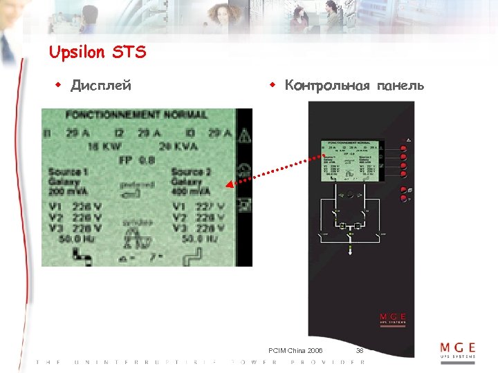 Upsilon STS w Дисплей w Контрольная панель PCIM China 2006 38 