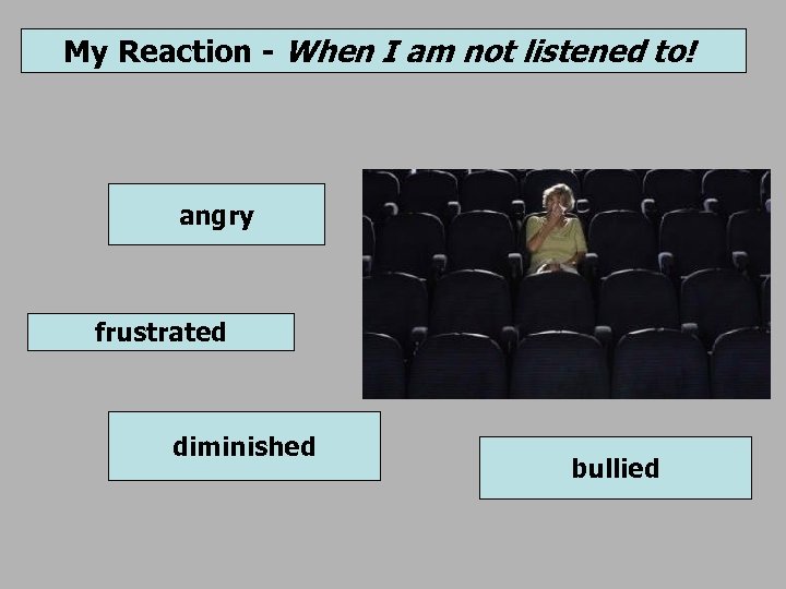My Reaction - When I am not listened to! angry frustrated diminished bullied 