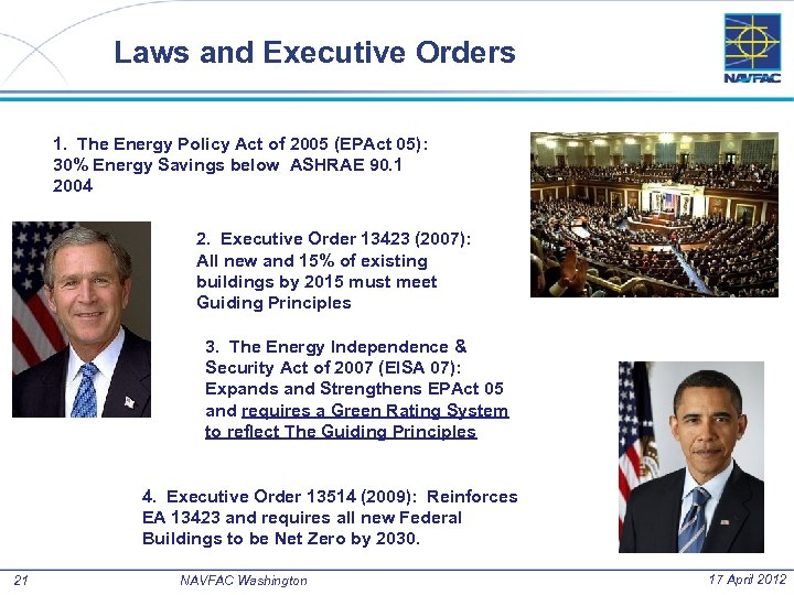 Laws and Executive Orders 1. The Energy Policy Act of 2005 (EPAct 05): 30%