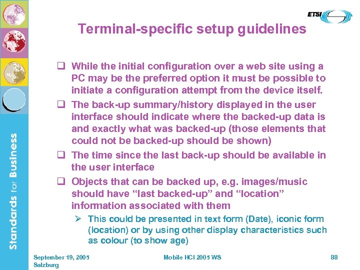 Terminal-specific setup guidelines q While the initial configuration over a web site using a