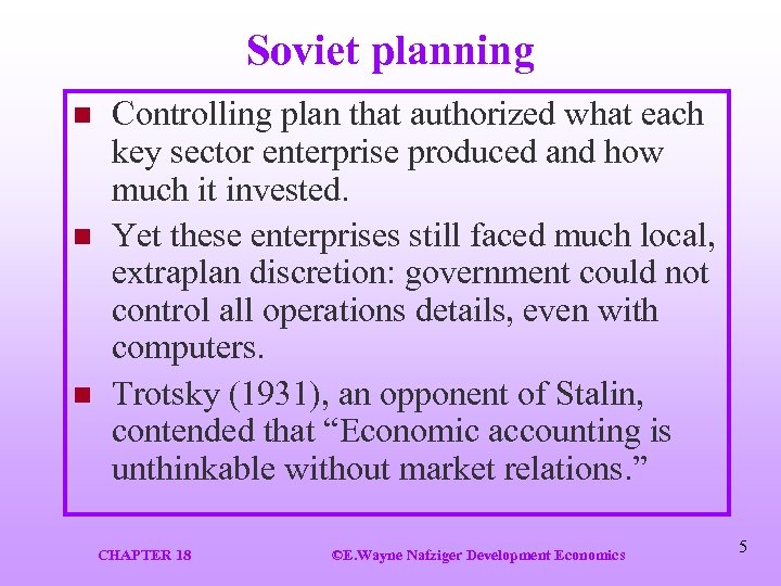Soviet planning n n n Controlling plan that authorized what each key sector enterprise