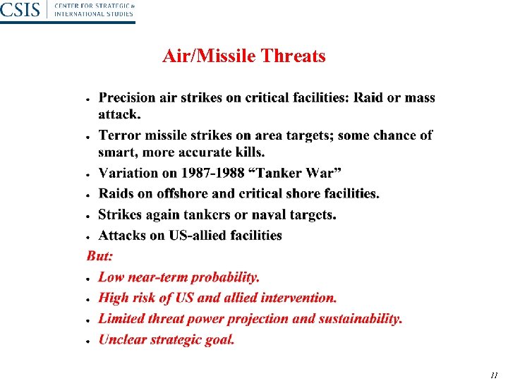 Air/Missile Threats 11 