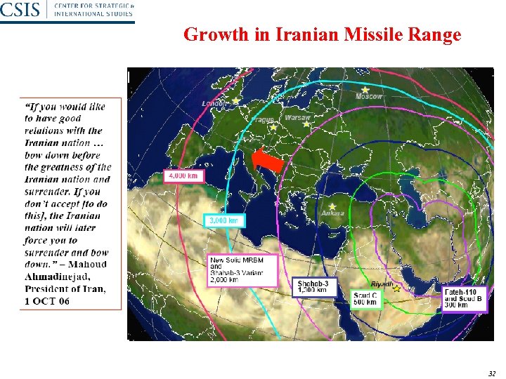 Growth in Iranian Missile Range 32 
