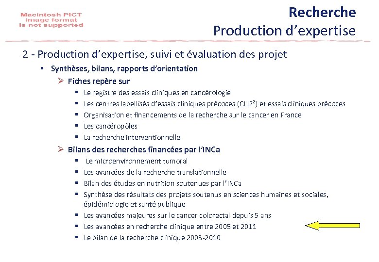 Recherche Production d’expertise 2 - Production d’expertise, suivi et évaluation des projet § Synthèses,