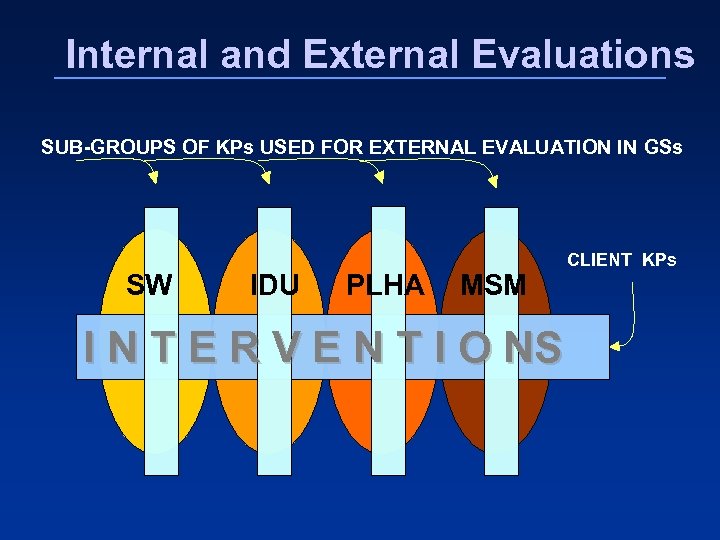 Internal and External Evaluations SUB-GROUPS OF KPs USED FOR EXTERNAL EVALUATION IN GSs SW