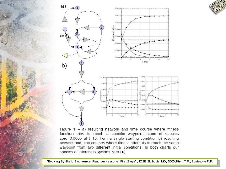 "Evolving Synthetic Biochemical Reaction Networks: First Steps" , ICSB St. Louis, MO, 2003, Kiehl