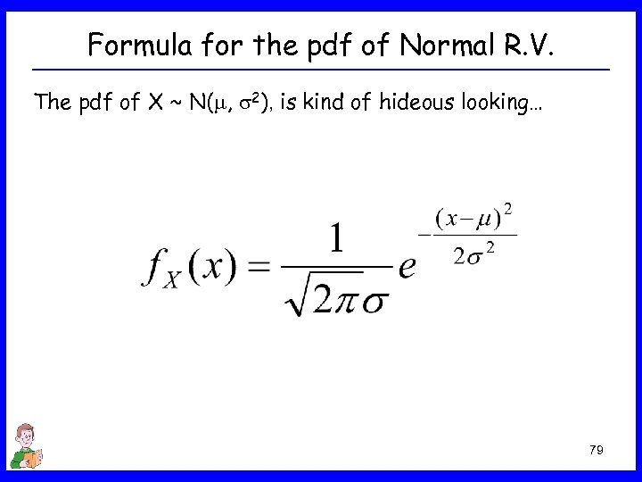 Formula for the pdf of Normal R. V. The pdf of X ~ N(