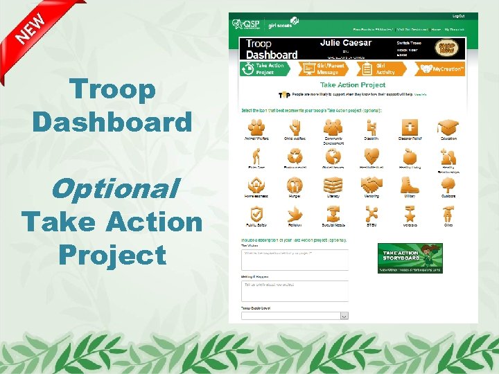 Troop Dashboard Optional Take Action Project 