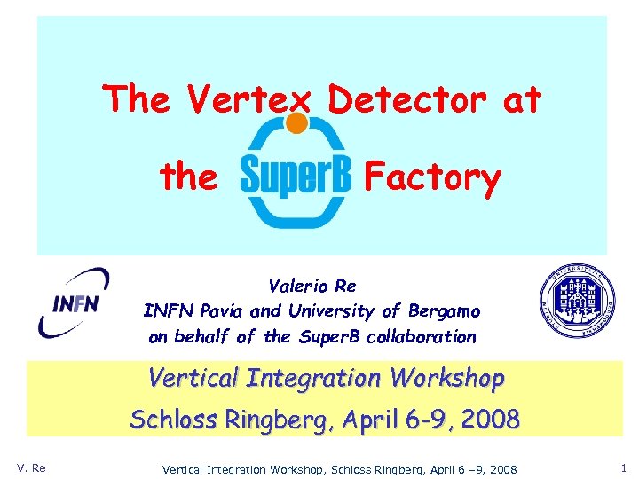 The Vertex Detector at the Factory Valerio Re INFN Pavia and University of Bergamo