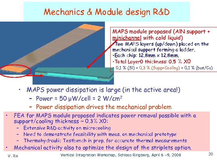 Mechanics & Module design R&D MAPS module proposed (Al. N support + minichannel with