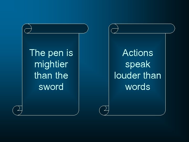 The pen is mightier than the sword Actions speak louder than words 