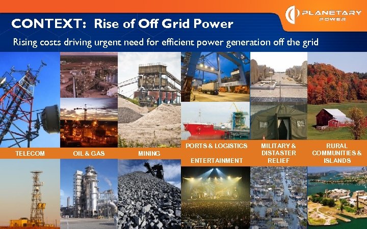 CONTEXT: Rise of Off Grid Power Rising costs driving urgent need for efficient power