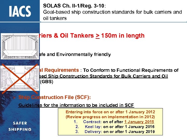 SOLAS Ch. II-1/Reg. 3 -10: Goal-based ship construction standards for bulk carriers and oil